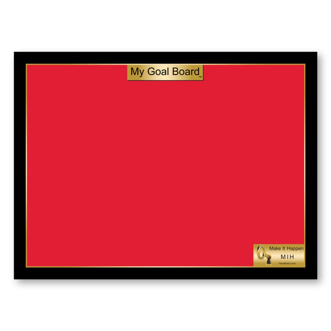 A red board with gold foil on it.