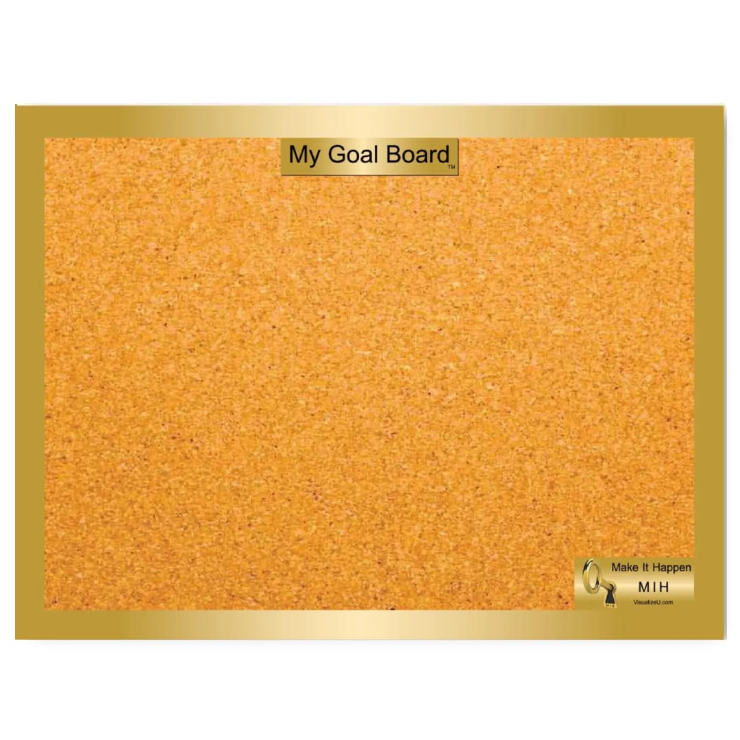 A cork board with the words " my goal board ".