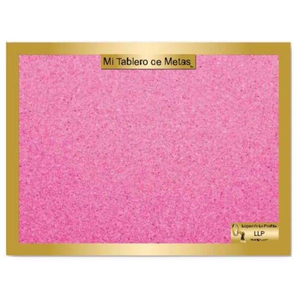 A pink and gold card with the name of the person in the center.